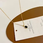 Colar Vintage Ins Ágata Preta Cobre Banhado a Ouro 18K Joia Clássica Sofisticada Design Exclusivo Elegância Atemporal Presente Ideal — foto 8