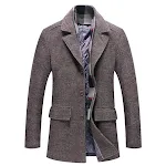 Men's Fall Winter Woolen Coat with Polo Collar and Cotton Scarf. Stylish and warm outerwear, perfect for cold weather, c — photo 6