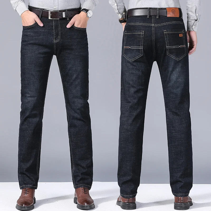 Autumn Thick Jeans Men's Loose Straight Fit Comfortable and Warm Pants Perfect for Cooler Weather Casual Style Durable D — photo 25