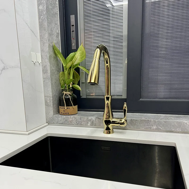 Title 3, French Retro Pull Faucet Copper Classical Kitch...