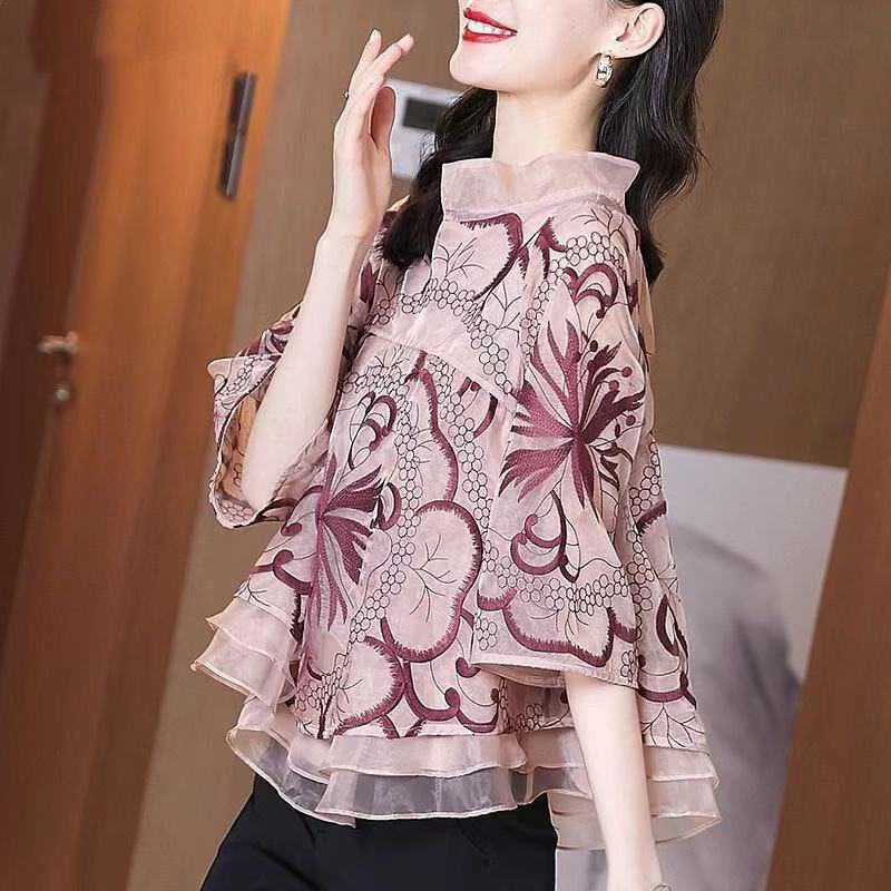 Title 3, Womens Printed Chiffon Blouse, Summer Design, ...