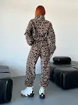 Conjunto de suéter com zíper e estampa de leopardo solta para moda feminina. Conforto e estilo em uma única peça, perfeito para o dia a dia. — foto 5