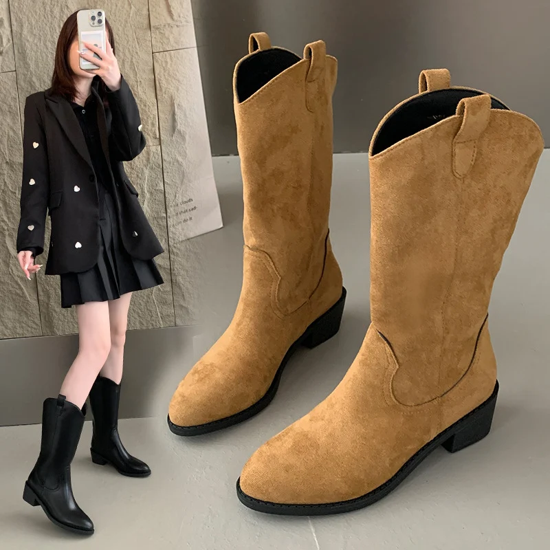 Title 4, Korean Style Chunky Heel Internet Celebrity Fas...