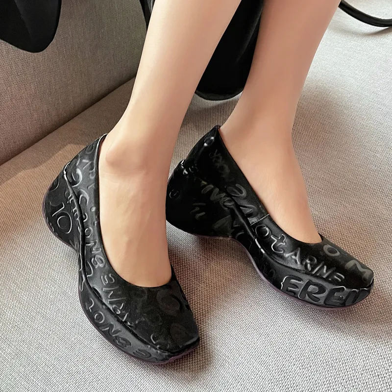 Title 8, Womens All-match Square Toe Platform Shoes wit...