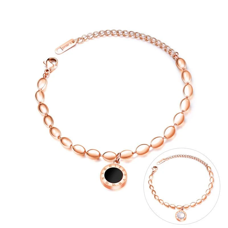 Pulseira feminina de dois lados em preto e branco de ouro rosa — foto 1