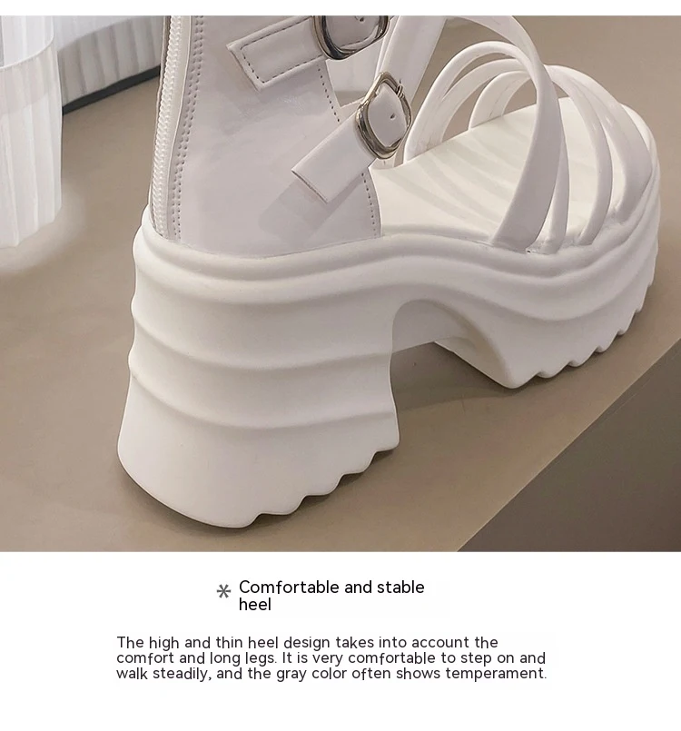 Title 11, Sandali corti da donna con platform e zip poste...