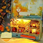 Casa de Bonecas DIY com Caixa de Ferro e Luz, modelo artesanal. Construa e personalize seu próprio brinquedo e divirta-se. — foto 12