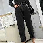 Calça jeans feminina carrot de cintura alta e perna ampla. Conforto e estilo para um visual moderno e elegante, perfeita para você. — foto 3