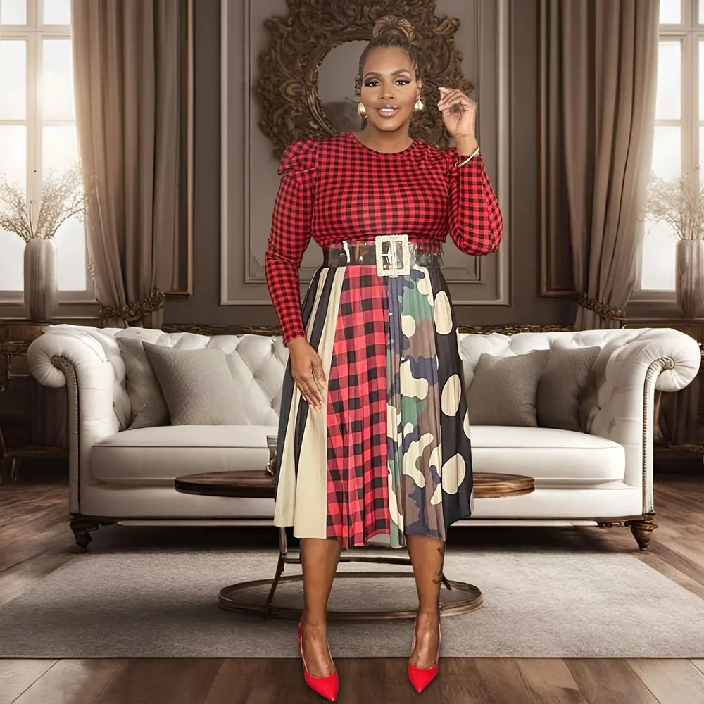 Title 18, Pleated Printing Long Sleeve Big Hem Temperamen...