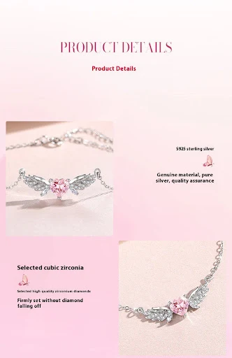 Title 4, Pulseira de asas de anjo em prata 925 para mulh...