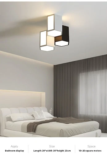 Title 12, Minimalist Black and White Bedroom Ceiling Lamp...