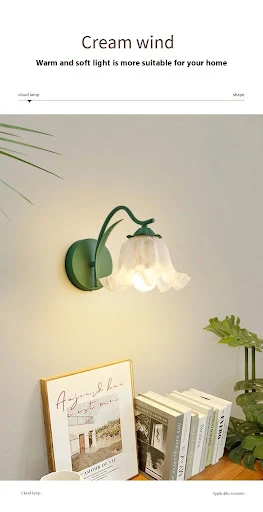 Title 11, Retro Idyllic Girl Bed Head Wall Lamp Flower Wa...