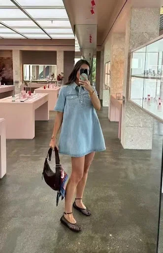 Title 8, Blue Washed Short Sleeve Womens Denim Dress