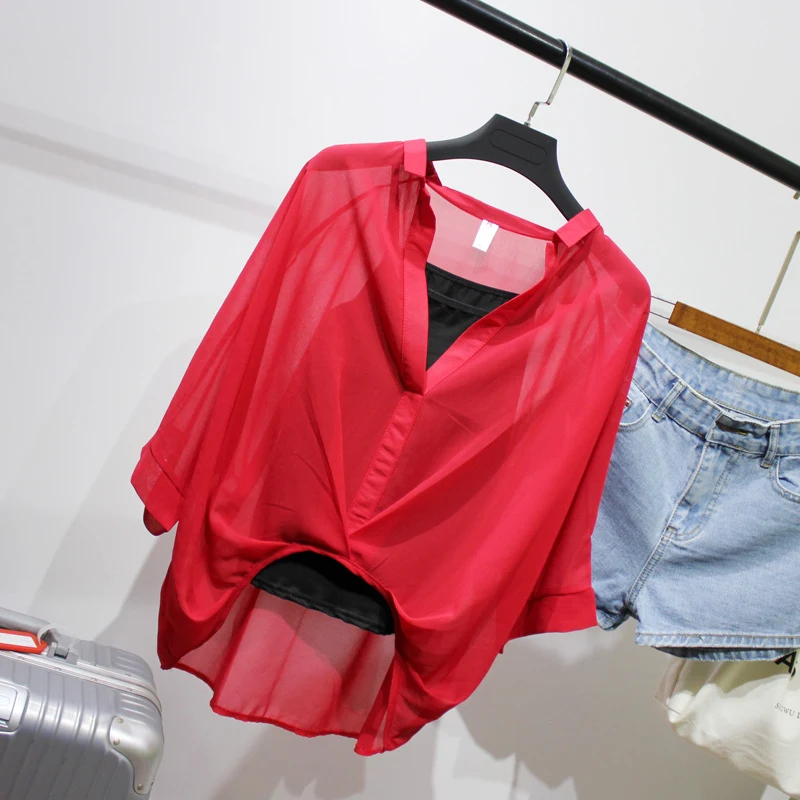 Title 10, Zomerblouse voor dames, chiffon, luipaardprint,...
