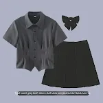 Gray Short Sleeve And Skirt