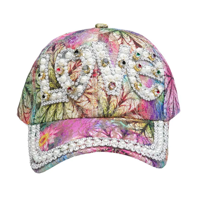 Title 17, Sequined Diamond Baseball Cap with Letter Desig...