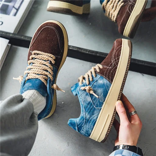 Title 15, Mens Leisure Denim Board Shoes Lace-up Flats S...
