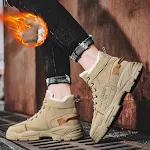 Heren winter pluche sneeuwlaarzen, fluwelen verdikte warme katoenen schoenen, casual trendy high-top werklaarzen voor de winter — foto 1