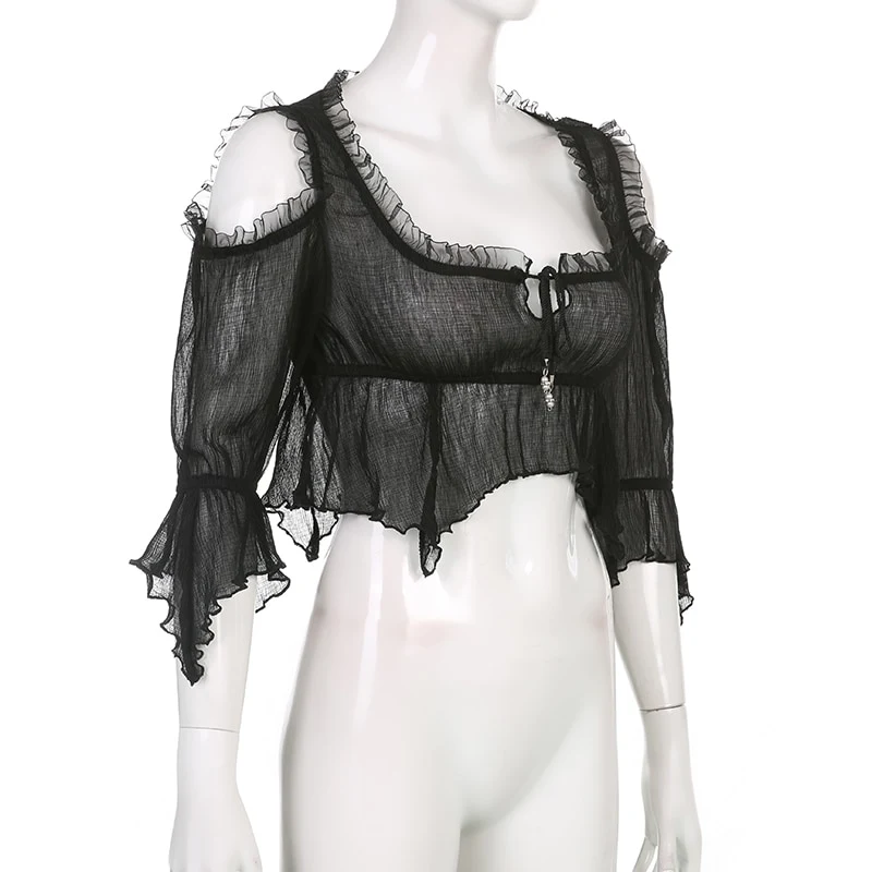 Title 12, Womens Irregular Lace Short Off Shoulder Flare...