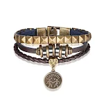 Herenarmband met 12 sterrenbeelden, Europese en Amerikaanse mode trend, handgeweven multi-layer leer en metalen accessoires. — foto 10