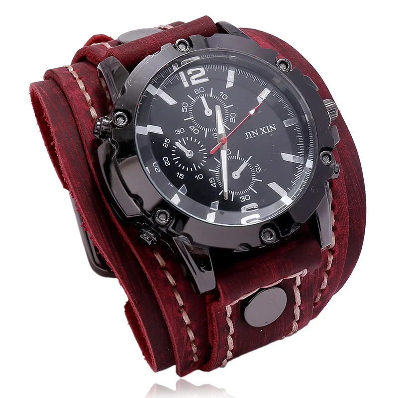 Relógio de couro vintage costurado à mão, artesanato de luxo, pulseira durável, design clássico, um acessório elegante e atemporal. — foto 9