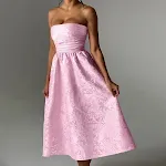 Women's Slim-fit Jacquard Satin Tube Top Dress. Effortless elegance, a flattering silhouette, perfect for special occasi — photo 9