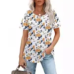 Women's short-sleeved pleated low round neck top. Comfortable and stylish, perfect for everyday wear or dressing up, enh — photo 16