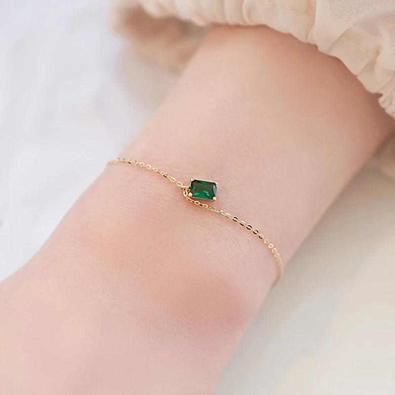 Title 5, Pulseira de esmeralda de prata S925 para mulher...