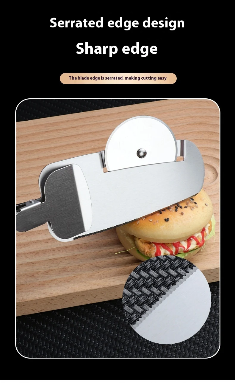 Title 6, 3-in-1 Pizza Cutter with Hanging Holes Labor-Sa...