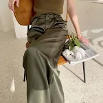 Women's Casual Solid Color High Waist Draped Wide Leg Pants. Comfortable and stylish everyday wear for a flattering silh — photo 5
