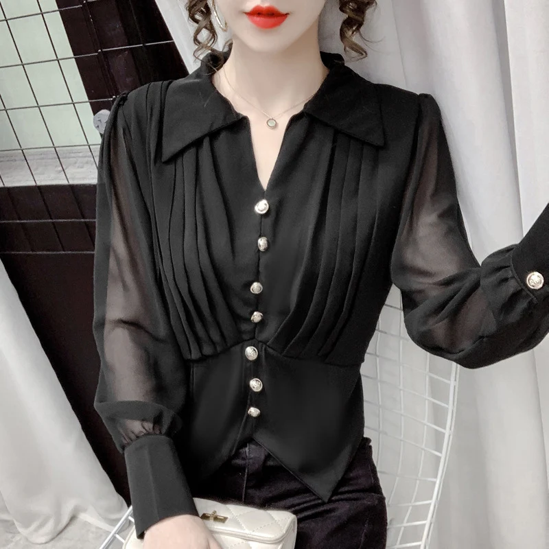 Title 6, Chiffon Long Sleeve Shirt Ladies Casual Single ...
