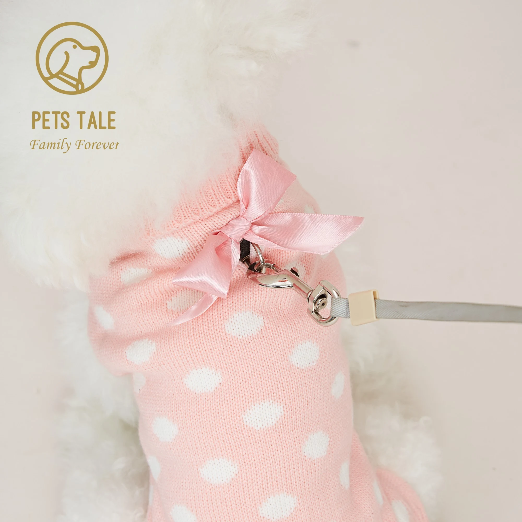 Title 9, Cute Dog Pink Bow with White Polka Dots Double ...