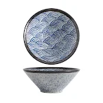 Tigela de ramen retrô de cerâmica de luxo suave com padrão Qinghai. Desfrute de macarrão com elegância e estilo. Perfeita para sua mesa. — foto 19
