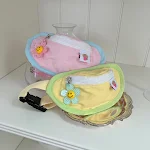 Backpack-style poop bag carrier in powder blue, yellow and green, messenger bag for dogs and cats, convenient for pet ou — photo 4