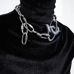 Colar Original de Metal Industrial Pesado com Fechadura de Nicho. Design exclusivo. Combine estilo e segurança com este acessório marcante e duradouro. — foto 10
