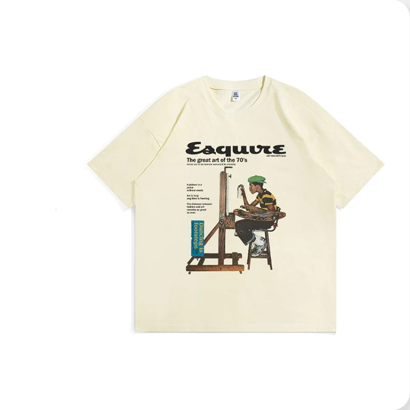 Title 3, American Retro Oil Painting Short Sleeve T-shir...