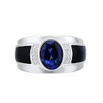 Anel de safira de luxo com personalidade, banhado a platina. Adicione um toque de sofisticação à sua moda com este anel elegante. — foto 6