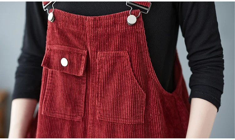 Title 16, Womens Wide Leg Suspender Washed Corduroy Over...