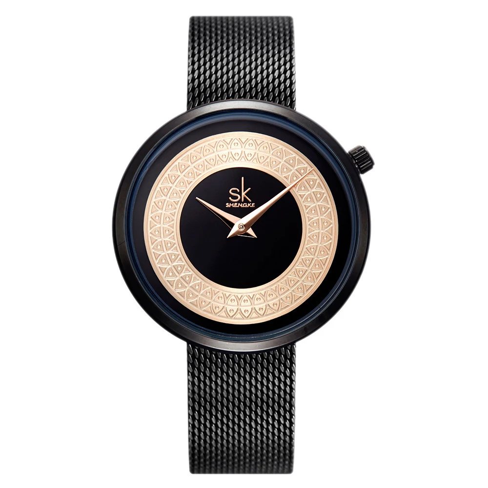 SK Shengke New Women's Watch Fashion Creative Dial Dial Aço Cinturão de Malha de Malha de Água de Água Watch Comer Comércio Estrangeiro Fonte K0114 — foto 3