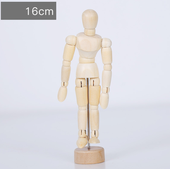Boneco articulado de madeira com 14 juntas, figura humana flexível para artistas e modelagem, com movimentos realistas e posições dinâmicas. — foto 6