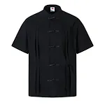 Men's Pleated Short Sleeves Shirt with Loose Buckle, offering a relaxed fit and casual style, perfect for everyday wear. — photo 6