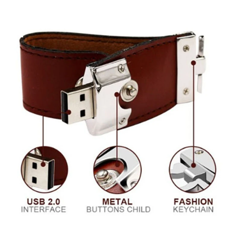 Title 6, Creative Metallic Leather USB Flash Drive 4GB-1...