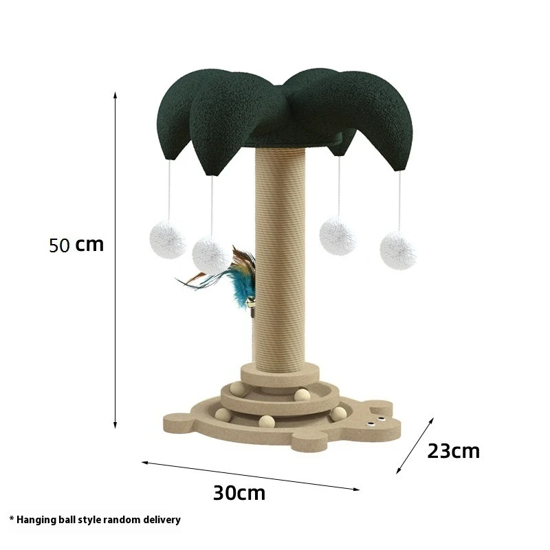 Cat Self-Hi Solid Wood Turntable Scratching Post with Teaser, Durable Sisal, Climbing Frame for Play and Scratching. — photo 5