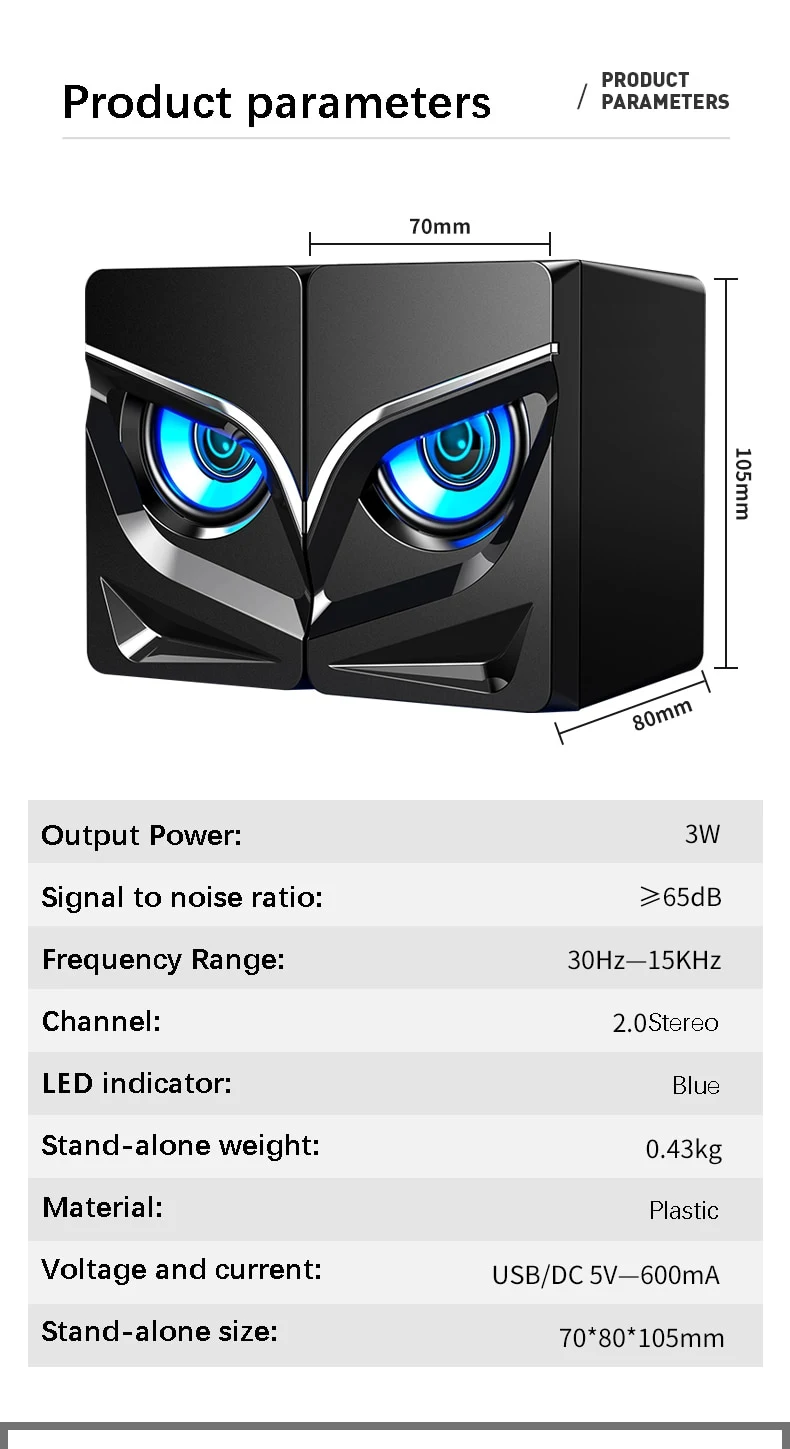 Title 9, PC Gaming Speakers 2.0 Channel Stereo Desktop C...