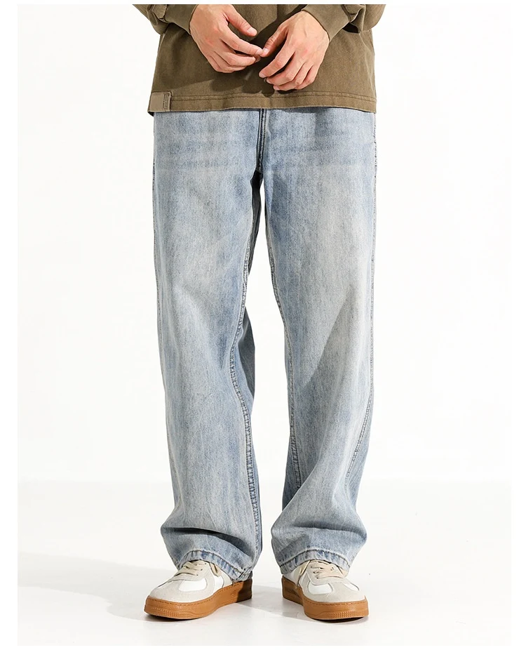 Title 4, Mens Washed Distressed Straight Loose Jeans Re...