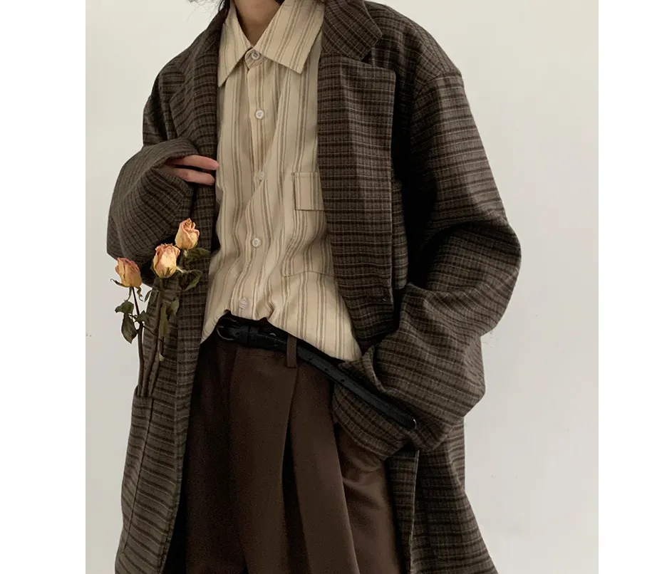 Title 4, Retro Fine Plaid Loose Niche Design Small Suit ...