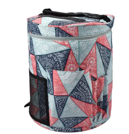 Bolsa redonda de equipaje, tejido DIY, almacenamiento de lana, con estampado de hombro y diseño de cubo. Perfecta para viajes. — foto 26