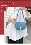 Bolsa feminina de ombro retrô com corrente e denim. Design underarm charmoso e elegante. Perfeita para um visual moderno e sofisticado no dia a dia. — foto 11
