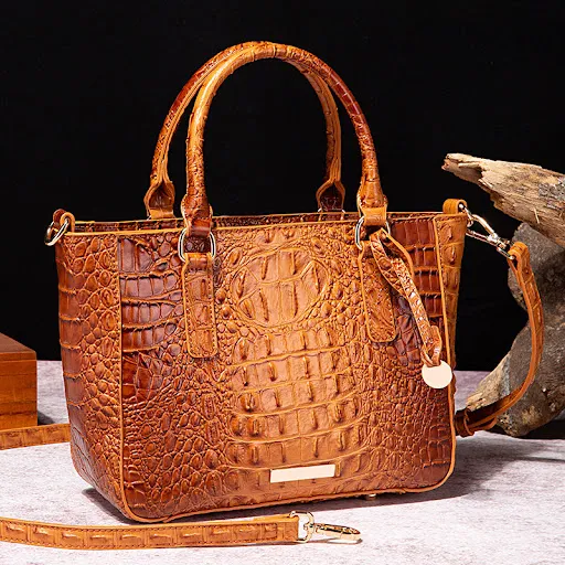 Title 7, Kadın Retro Moda Brahmin Timsah Desenli Taşınab...