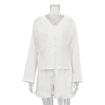 Long sleeve loose casual shirt shorts two-piece set perfect for everyday wear. Offers comfort and style for a relaxed an — photo 2